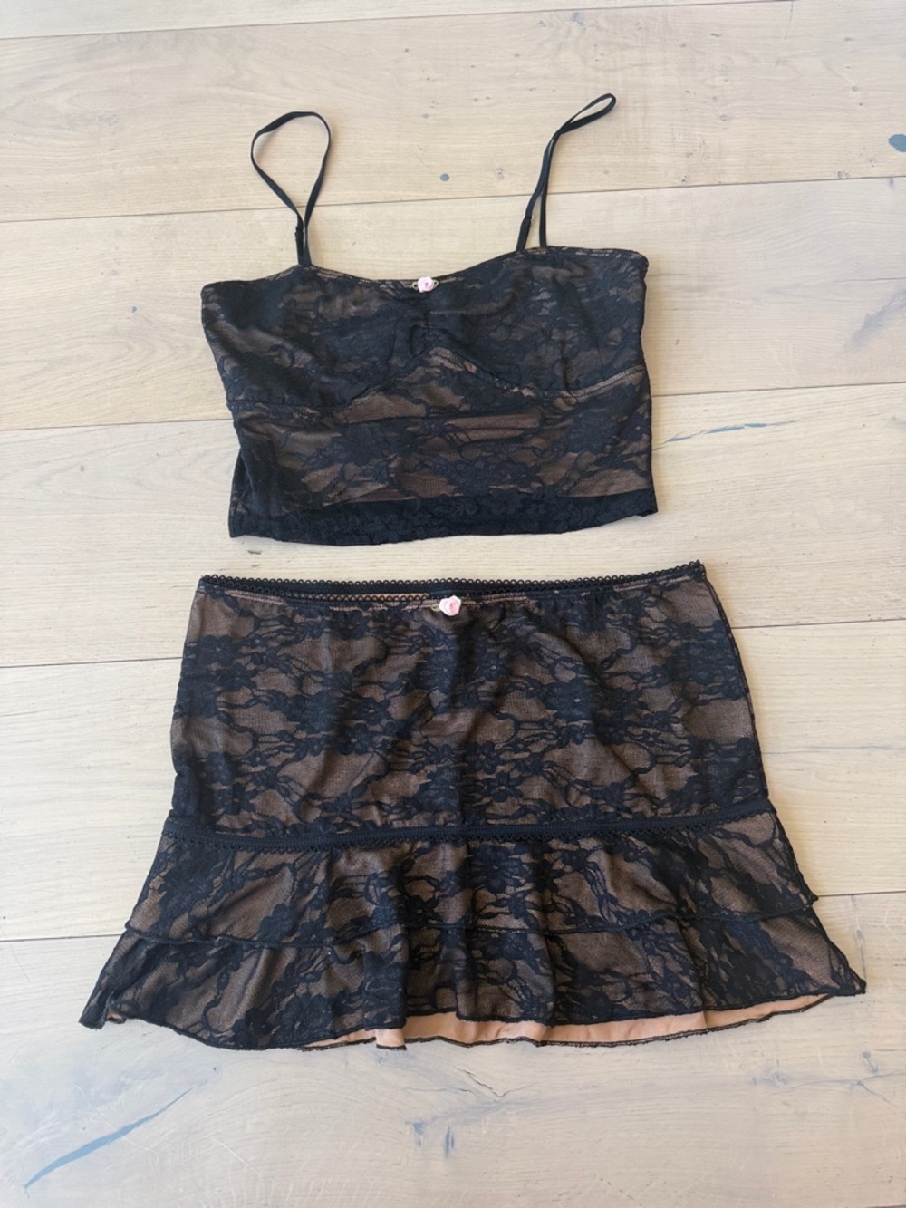 Black Lace Ruffle Mini Skirt - Women's